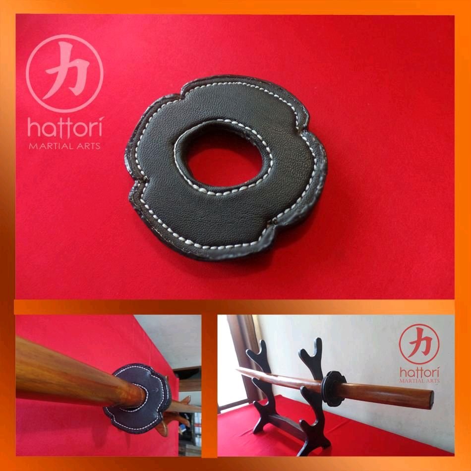 Tsuba Moko Gata Kulit Sintetis untuk Bokken Pedang Kayu